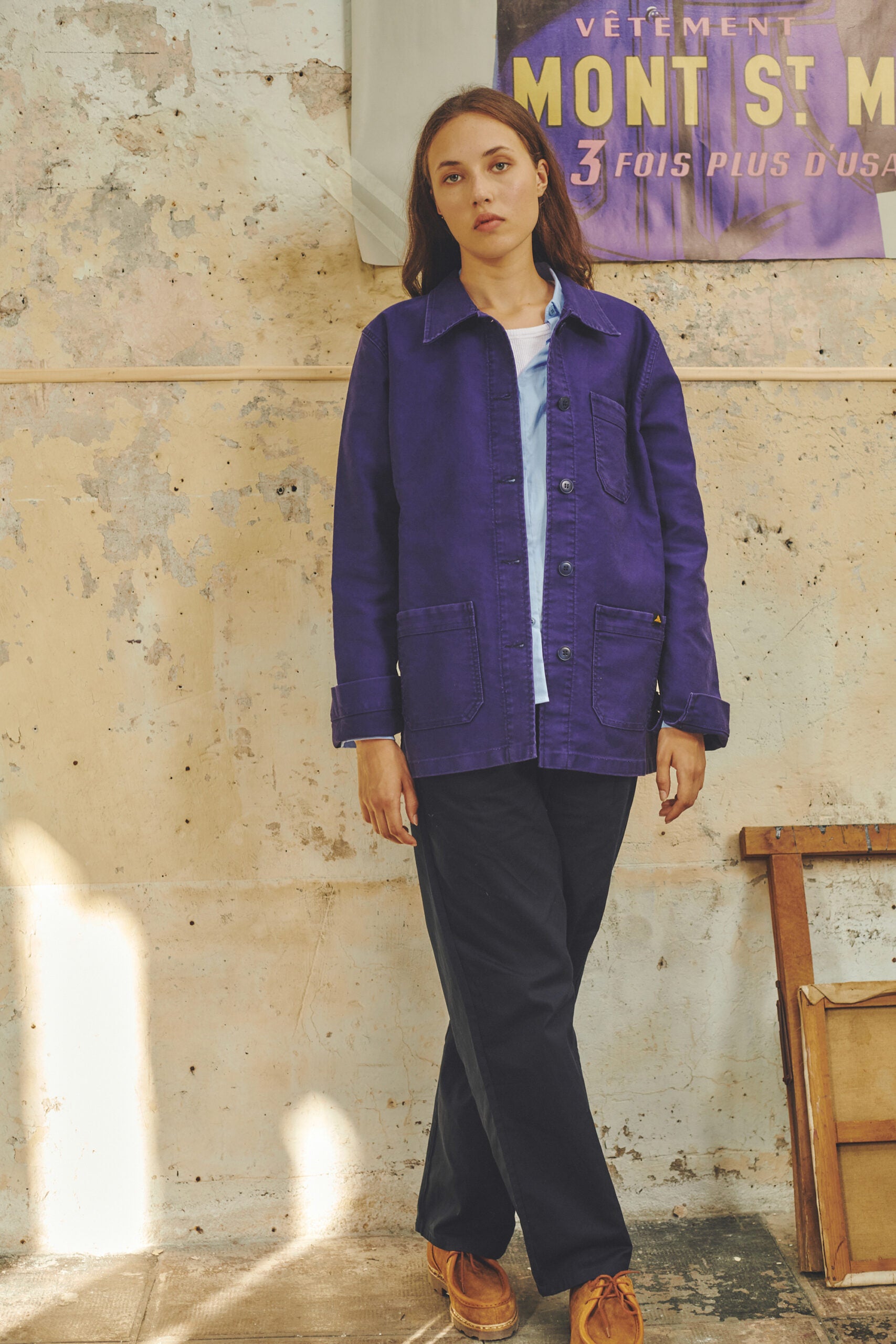 Le Mont St. Michel Womens The Real Work Jacket Blue