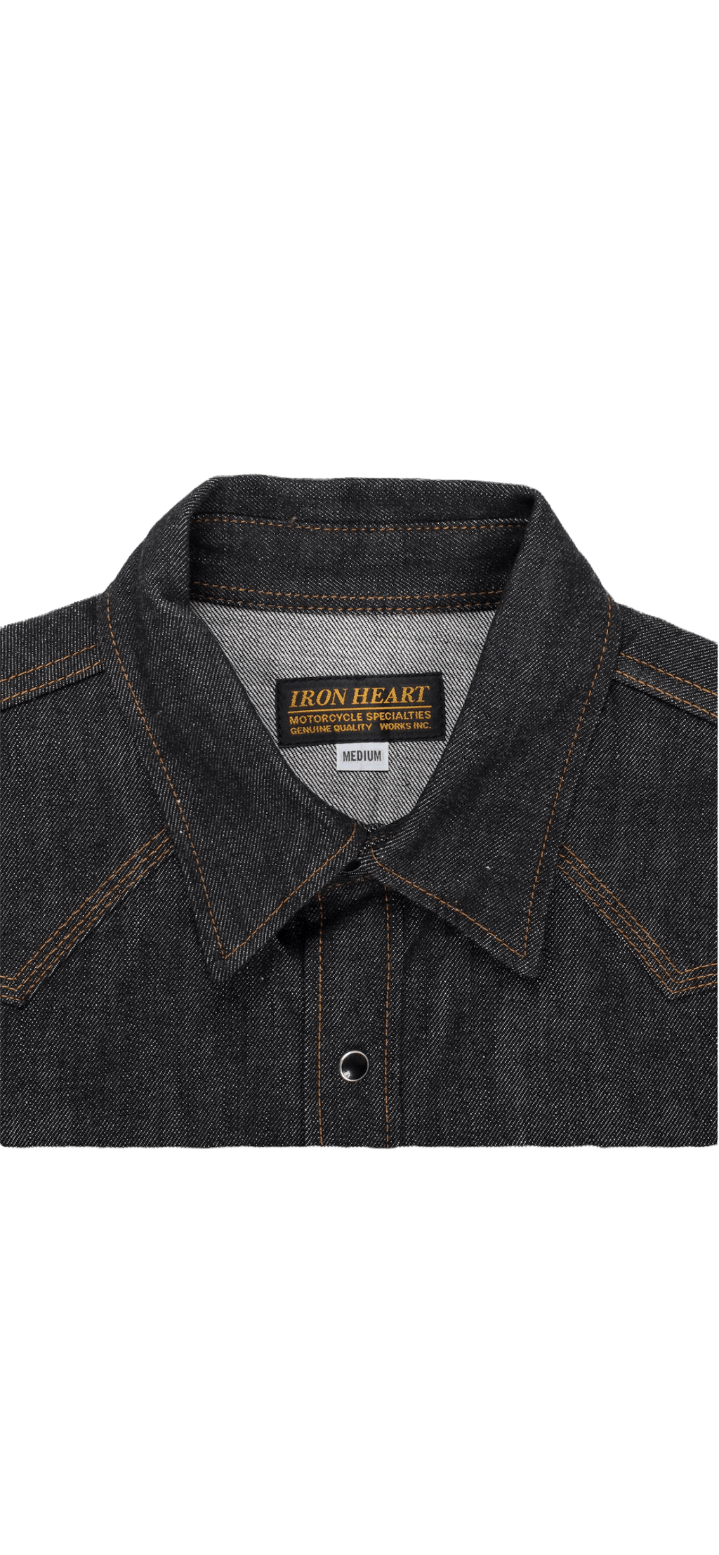 Iron Heart IHSH-33-Blk 12oz Selvedge Denim Western Shirt