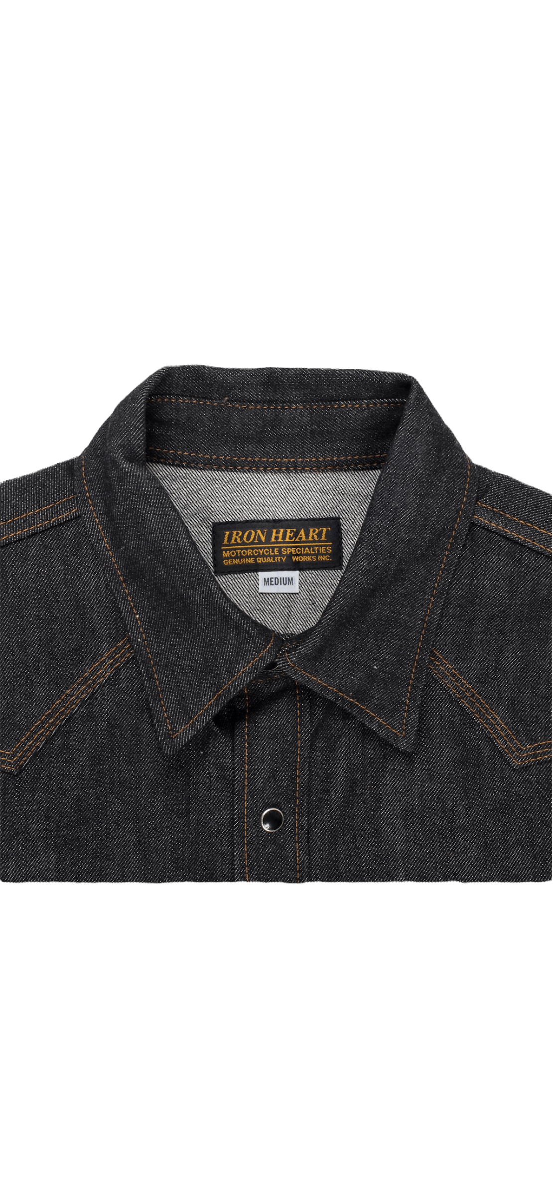 Iron Heart IHSH-33-Blk 12oz Selvedge Denim Western Shirt