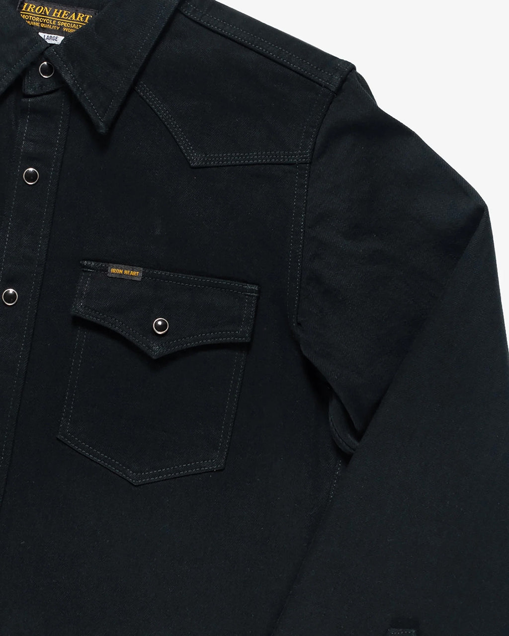 Iron Heart IHSH-218-BLK 12oz Selvedge Denim Western Shirt "The Johnny Cash III" - Black
