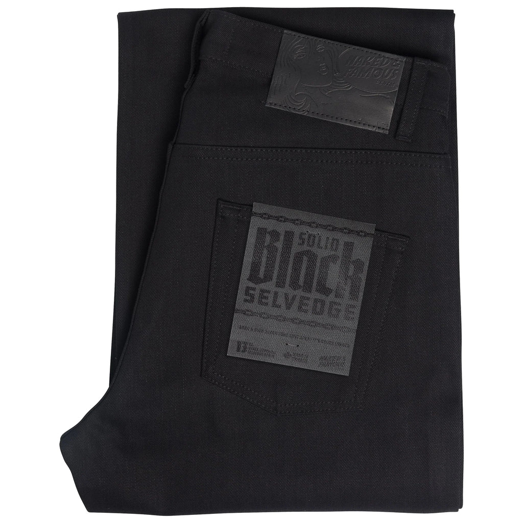 Naked and Famous Strong Guy 13 oz Solid Black Selvedge