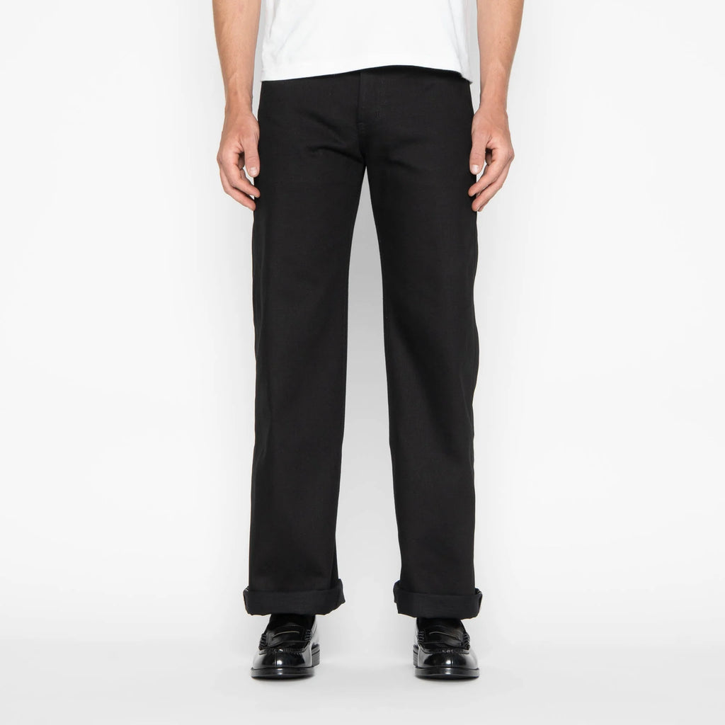 Naked and Famous Strong Guy 13 oz Solid Black Selvedge