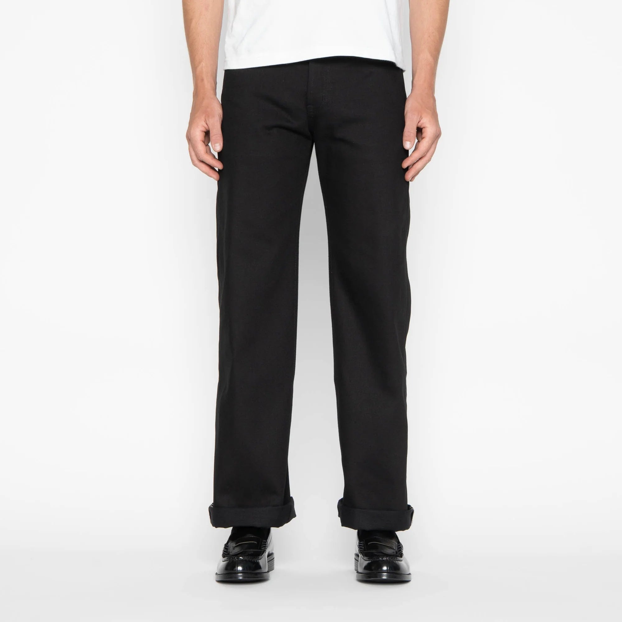Naked and Famous Strong Guy 13 oz Solid Black Selvedge