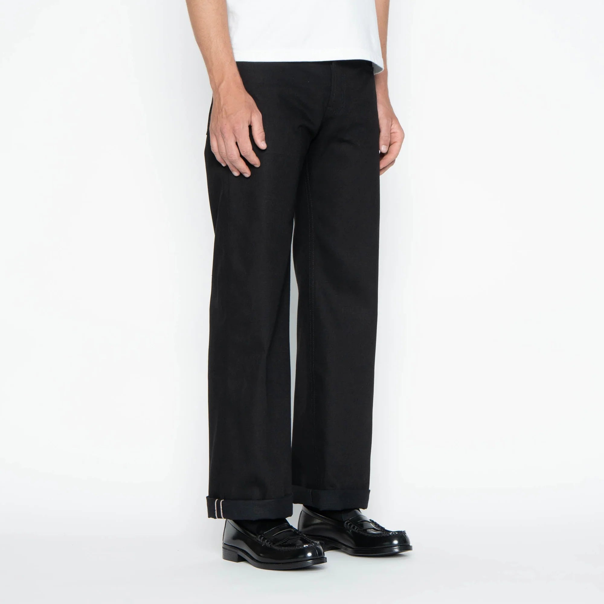 Naked and Famous Strong Guy 13 oz Solid Black Selvedge