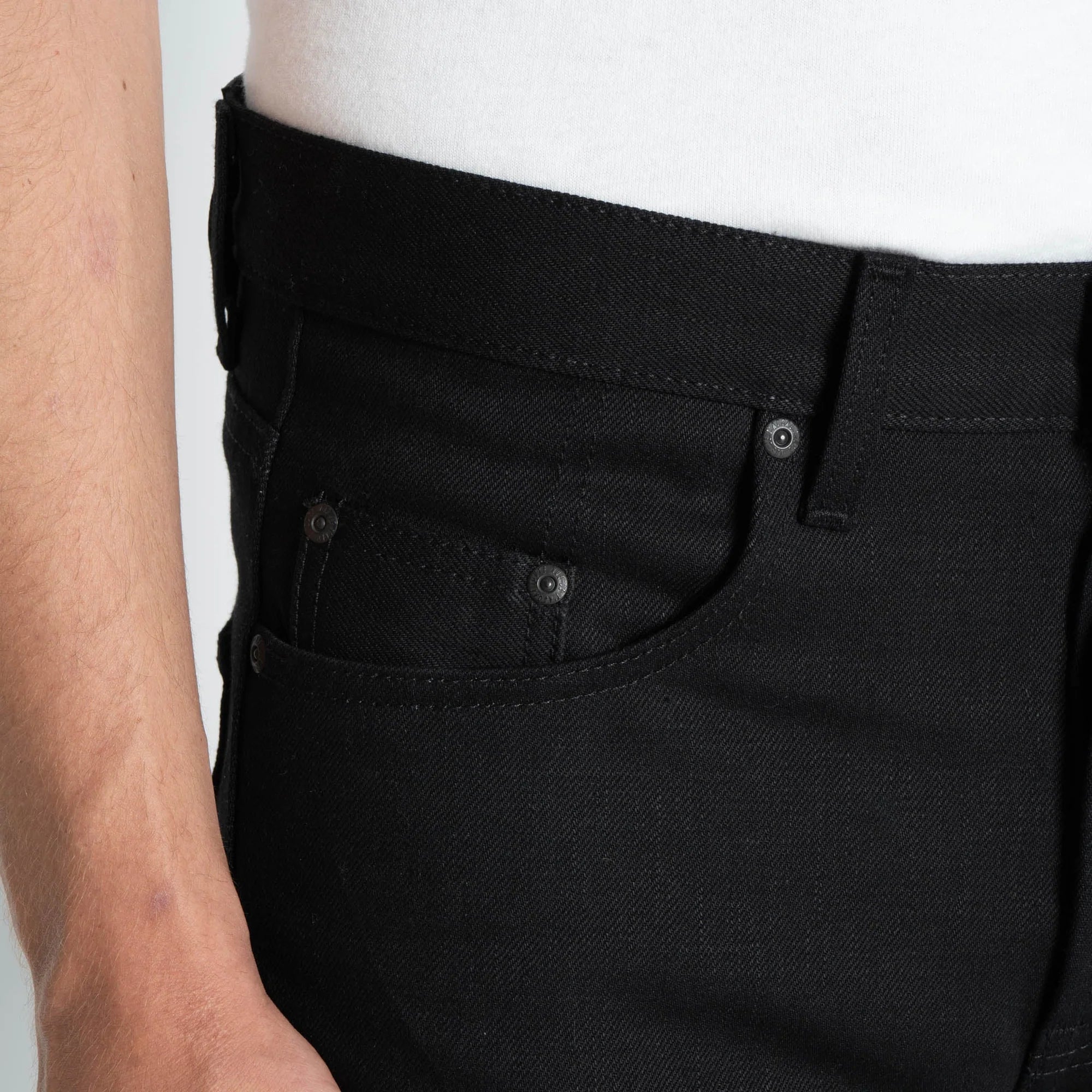 Naked and Famous Strong Guy 13 oz Solid Black Selvedge