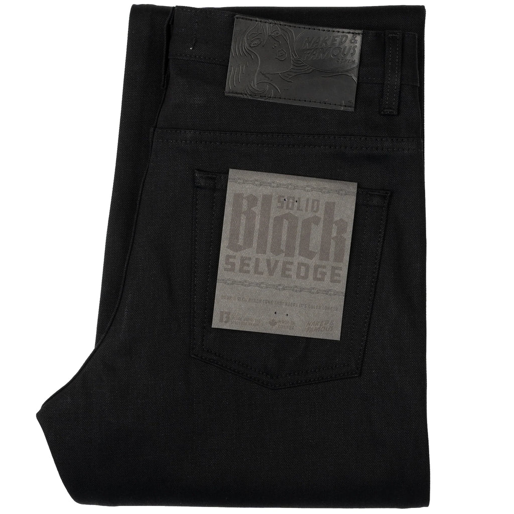 Naked and Famous Goovy Guy 13 oz Solid Black Selvedge