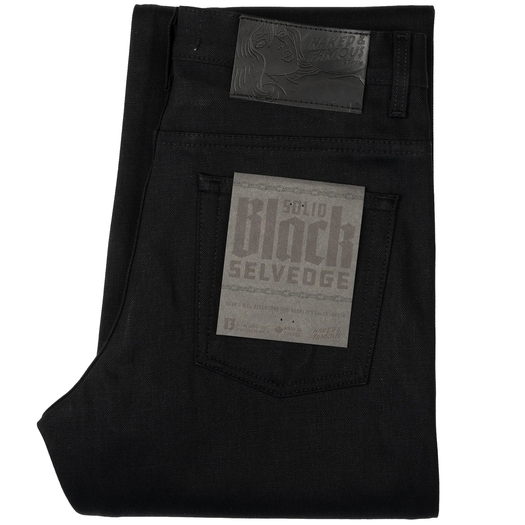 Naked and Famous Goovy Guy 13 oz Solid Black Selvedge