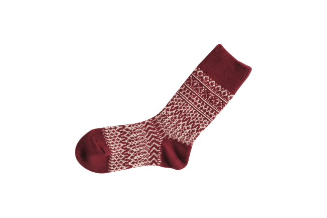 Nishiguchi Kutsushita WOOL JACQUARD SOCKS - OATMEAL