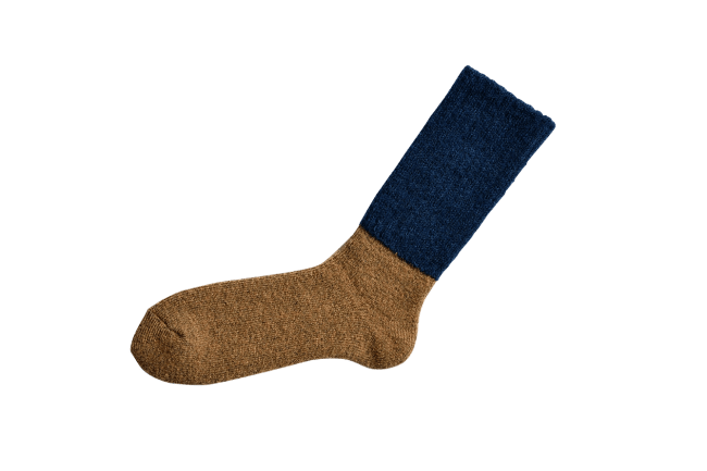 Nishiguchi Kutsushita Mohair wool-pile socks Navy