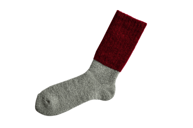 Nishiguchi Kutsushita Mohair wool-pile socks Bordeaux