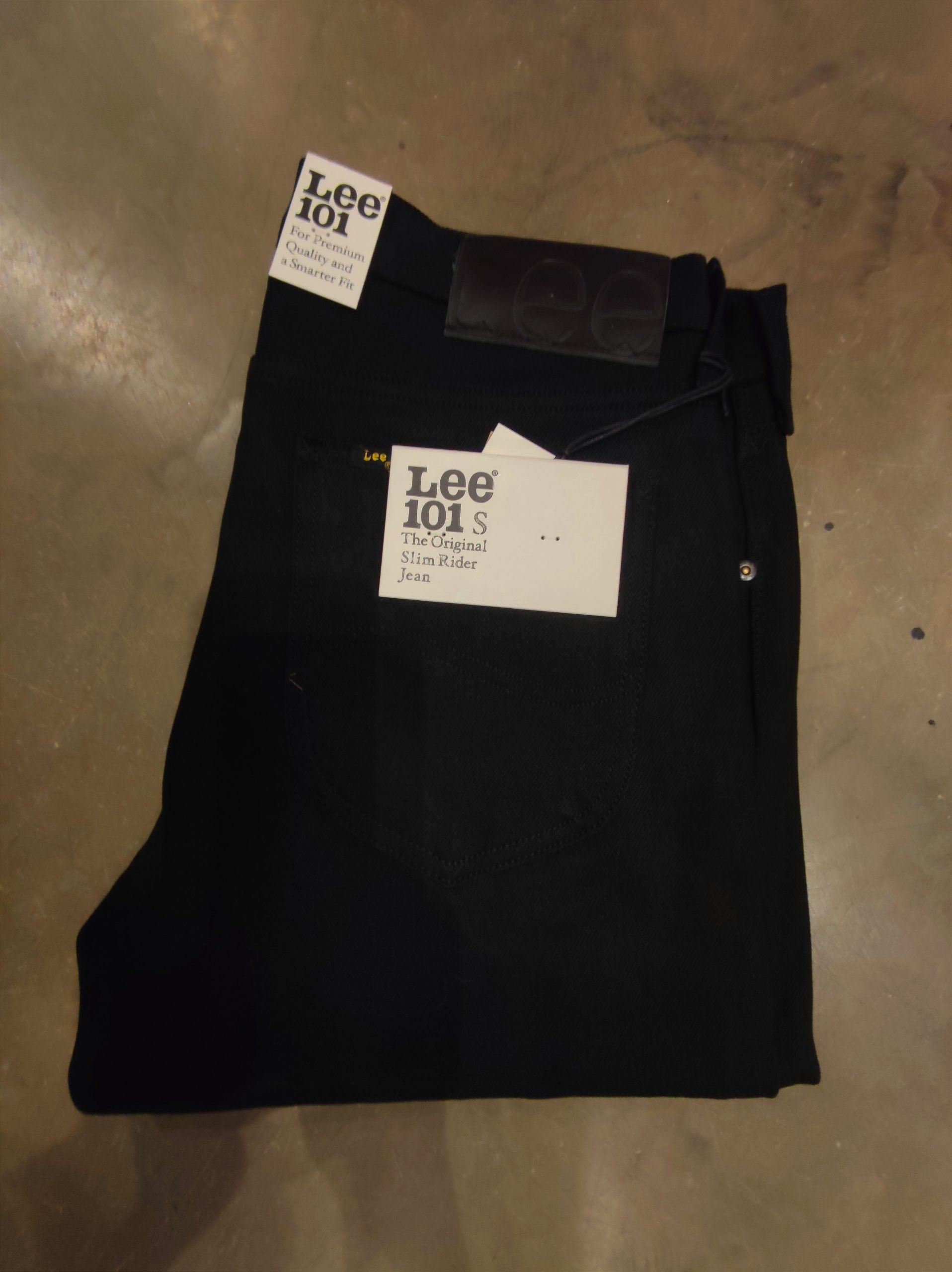 LEE 101 S REGULAR SELVAGE DENIM JEANS - DRY BLACK - 13.75 OZ