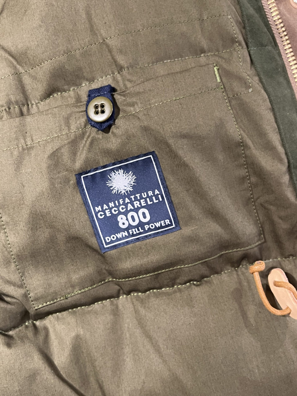 MANIFATTURA CECCARELLI - DOWN PARKA JACKET WAXED CANVAS 7026-WX DARK TAN