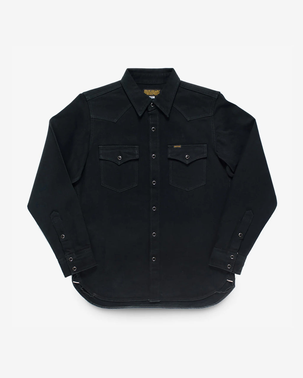 Iron Heart IHSH-218-BLK 12oz Selvedge Denim Western Shirt "The Johnny Cash III" - Black