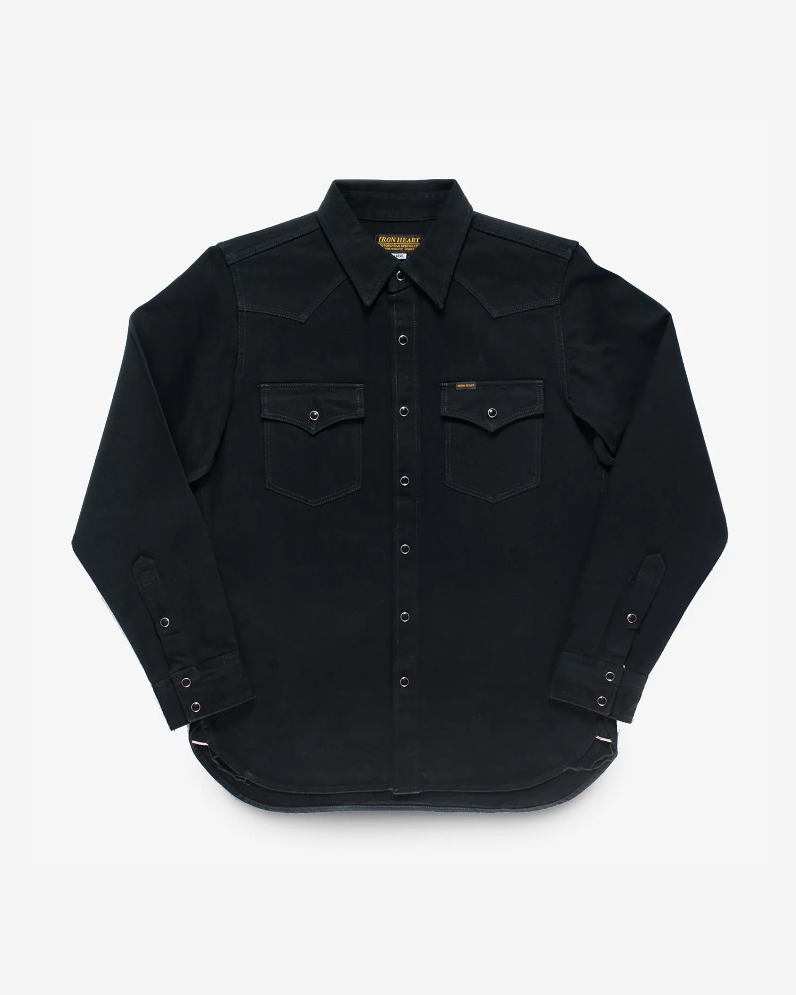 Iron Heart IHSH-218-BLK 12oz Selvedge Denim Western Shirt "The Johnny Cash III" - Black