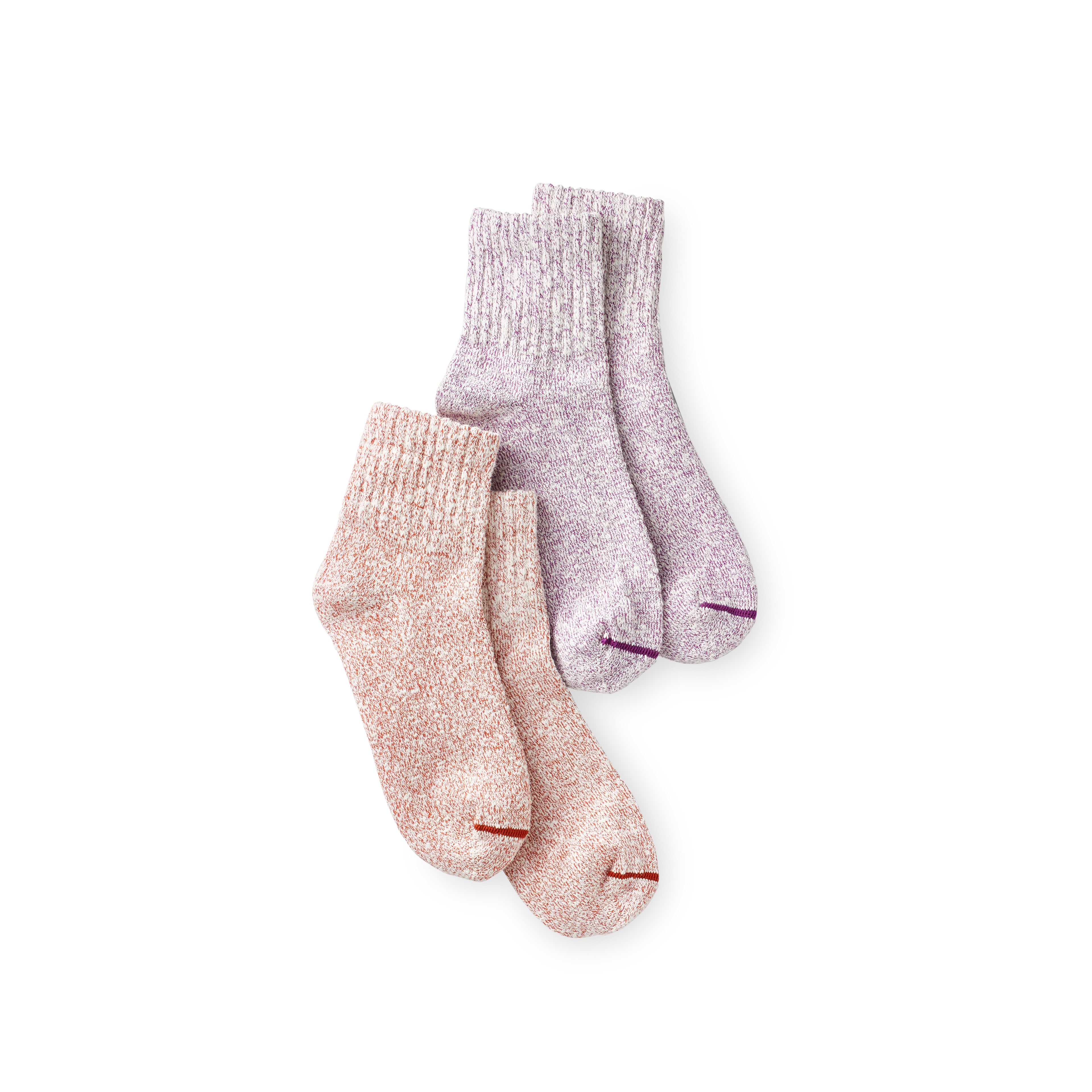 Red Wing Womens COTTON RAGG QUARTER CREW SOCK PURPLE/RED- 2 PACK