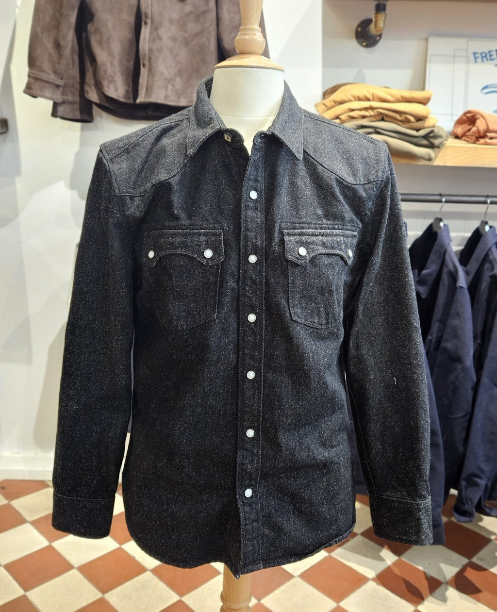 Freenote Cloth Modern western black nep denim