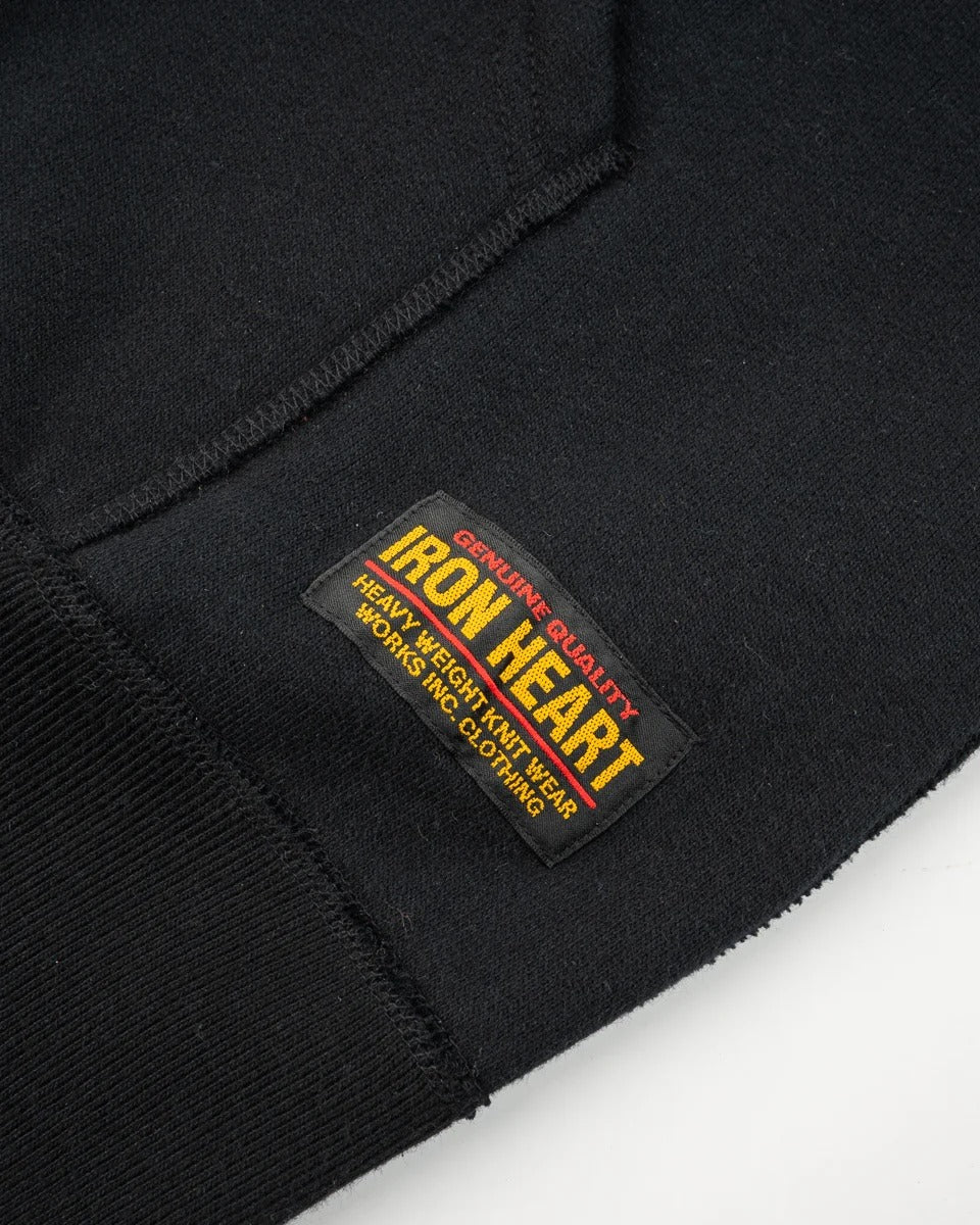 Iron Heart IHSW-79-BLK Printed 14oz Ultra Heavyweight Loopwheel Cotton Hoodie - Black