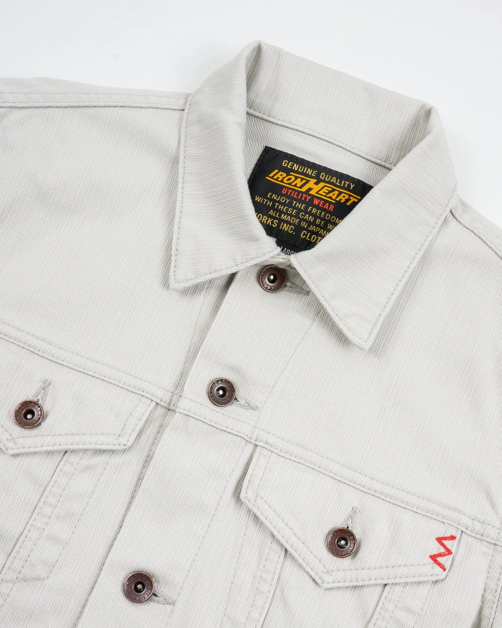 Iron Heart IHJ-162-GRY 11oz Piqué Modified Type III Jacket - Light Grey