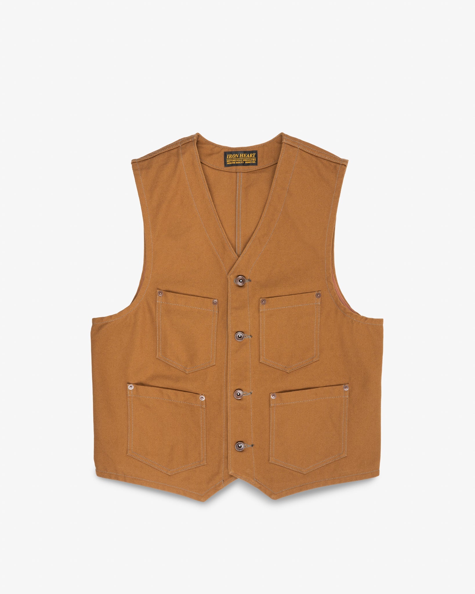 Iron Heart IHV-03-BRN 14oz 17oz Cotton Duck Work Vest - Brown