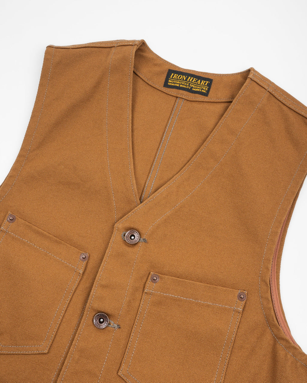 Iron Heart IHV-03-BRN 14oz 17oz Cotton Duck Work Vest - Brown