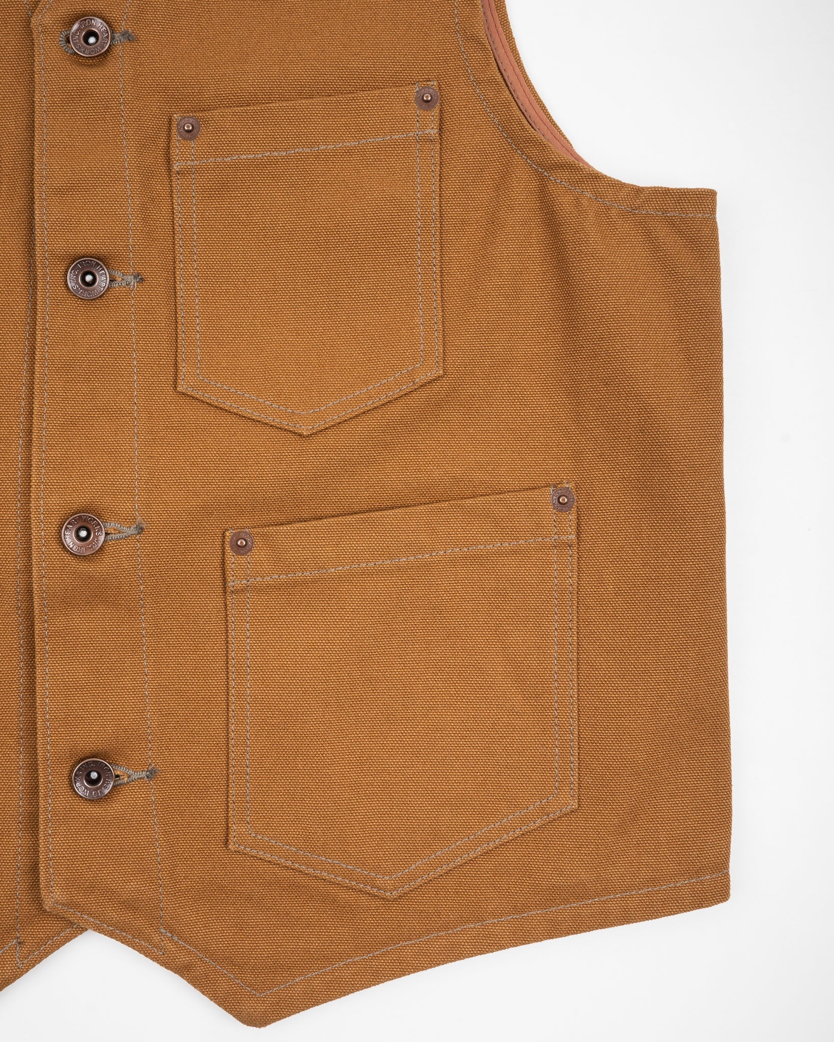 Iron Heart IHV-03-BRN 14oz 17oz Cotton Duck Work Vest - Brown