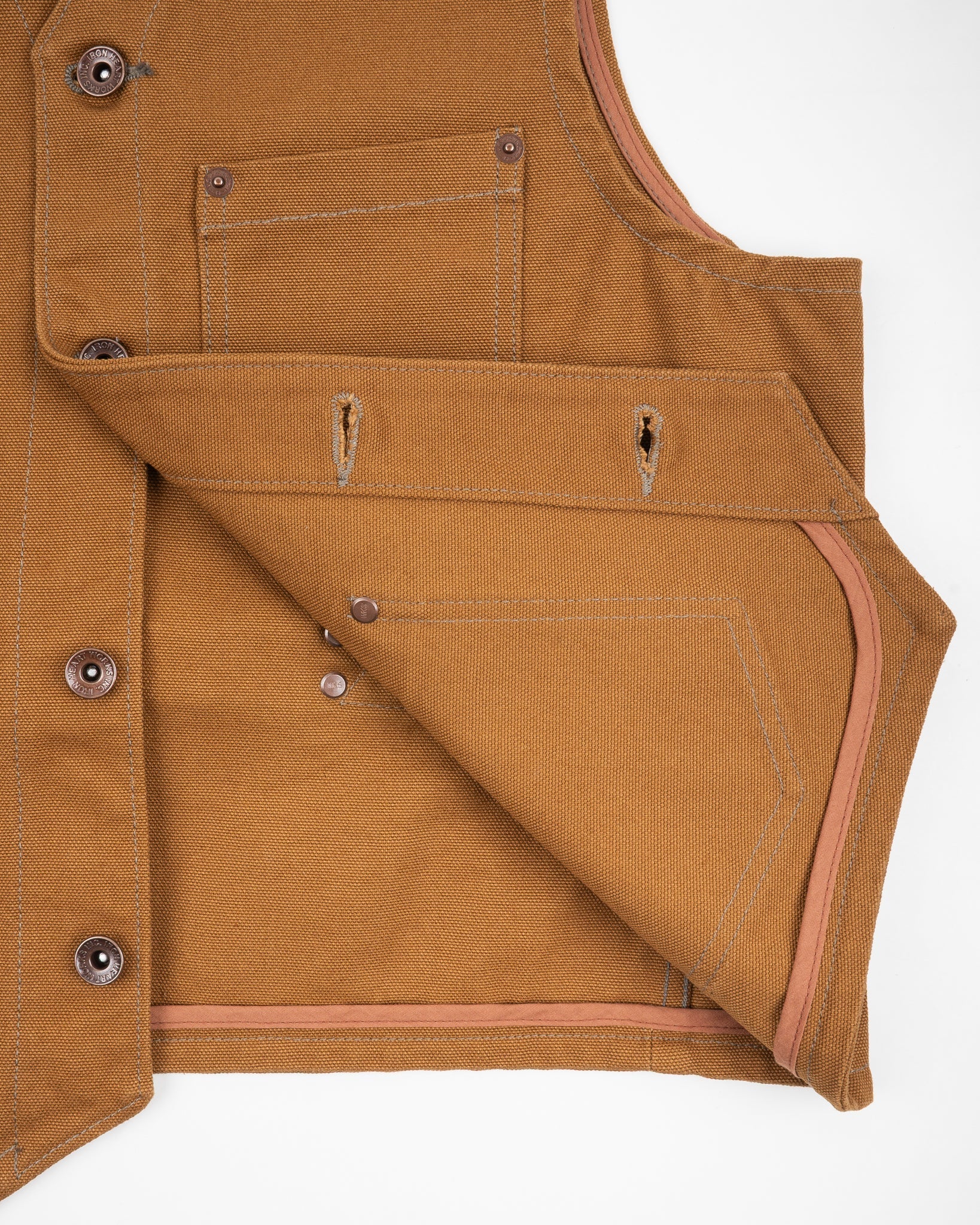 Iron Heart IHV-03-BRN 14oz 17oz Cotton Duck Work Vest - Brown