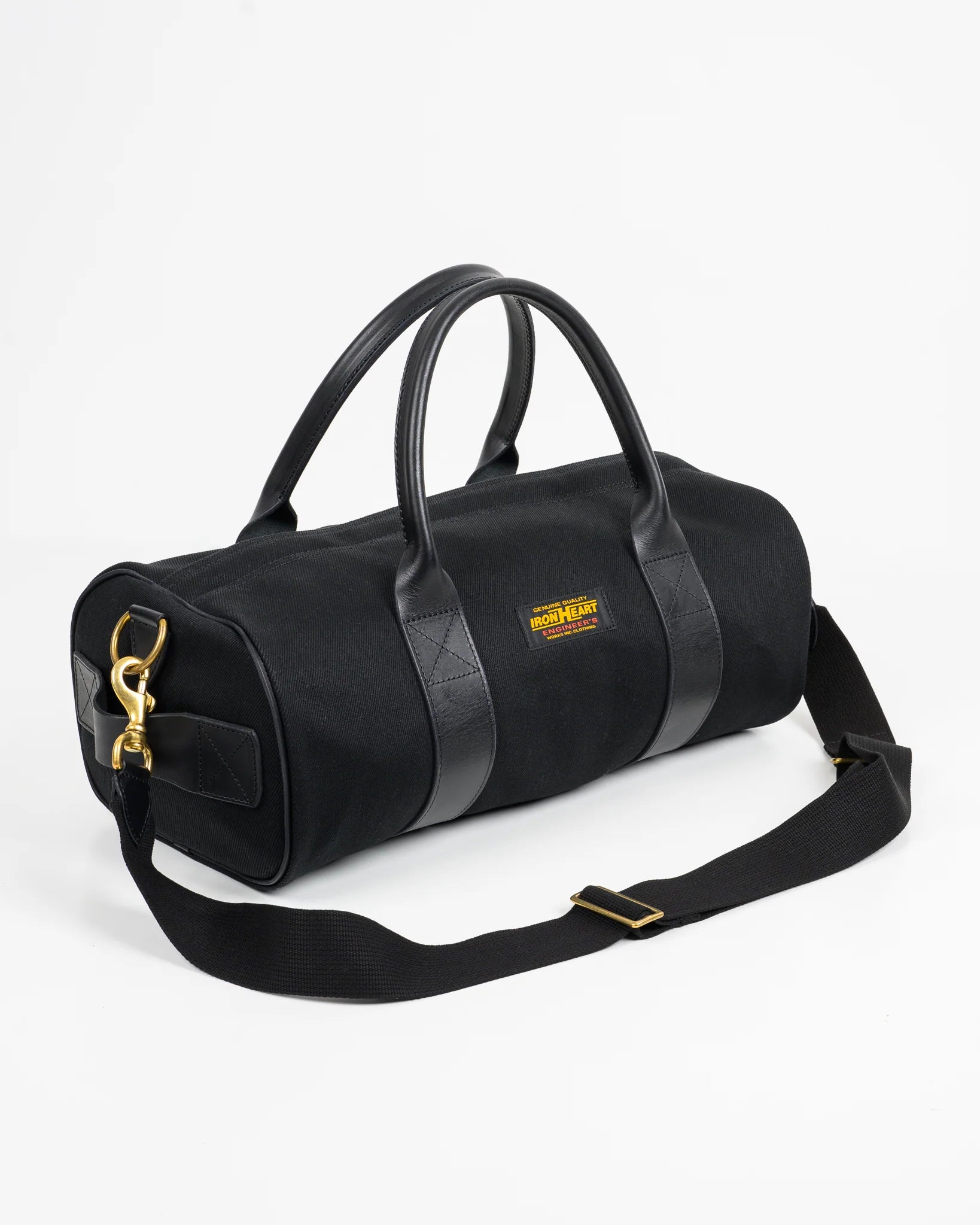 Iron Heart IHE-24-BLK 21oz Denim and Buttero Leather Holdall - Superblack