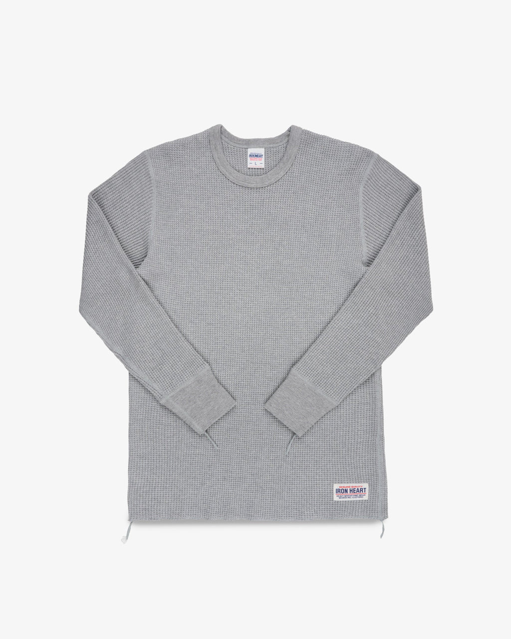 Iron Heart IHTL-1301-GRY Waffle Knit Long Sleeved Crew Neck Thermal Top - GREY