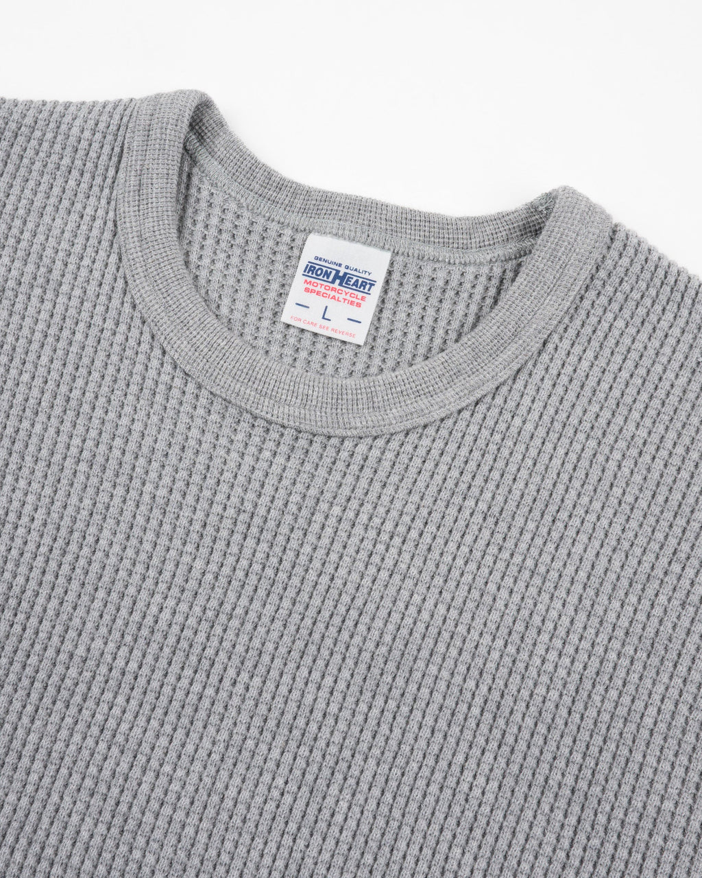 Iron Heart IHTL-1301-GRY Waffle Knit Long Sleeved Crew Neck Thermal Top - GREY