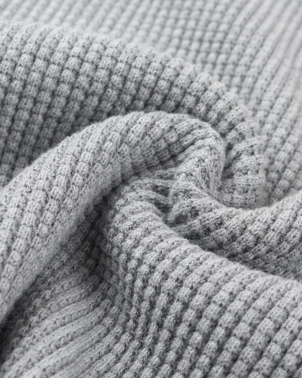 Iron Heart IHTL-1301-GRY Waffle Knit Long Sleeved Crew Neck Thermal Top - GREY