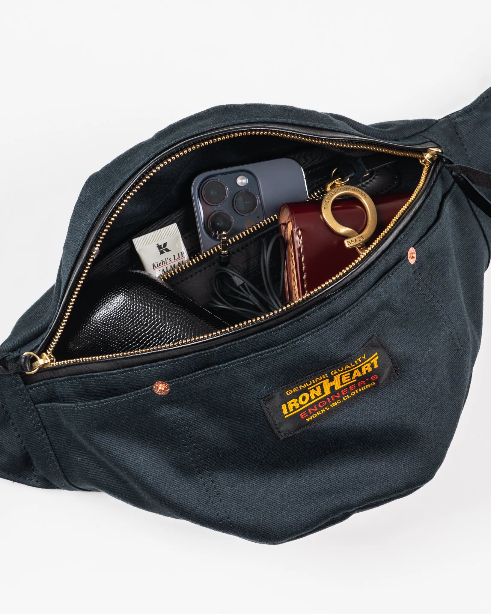 IRON HEART IHE-53 12oz Whipcord Waist Bag Navy