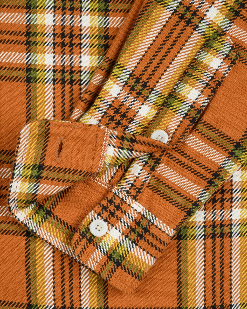 Iron Heart IHSH-442-ORA 9 oz. Selvedge Flannel Check Work Shirt
