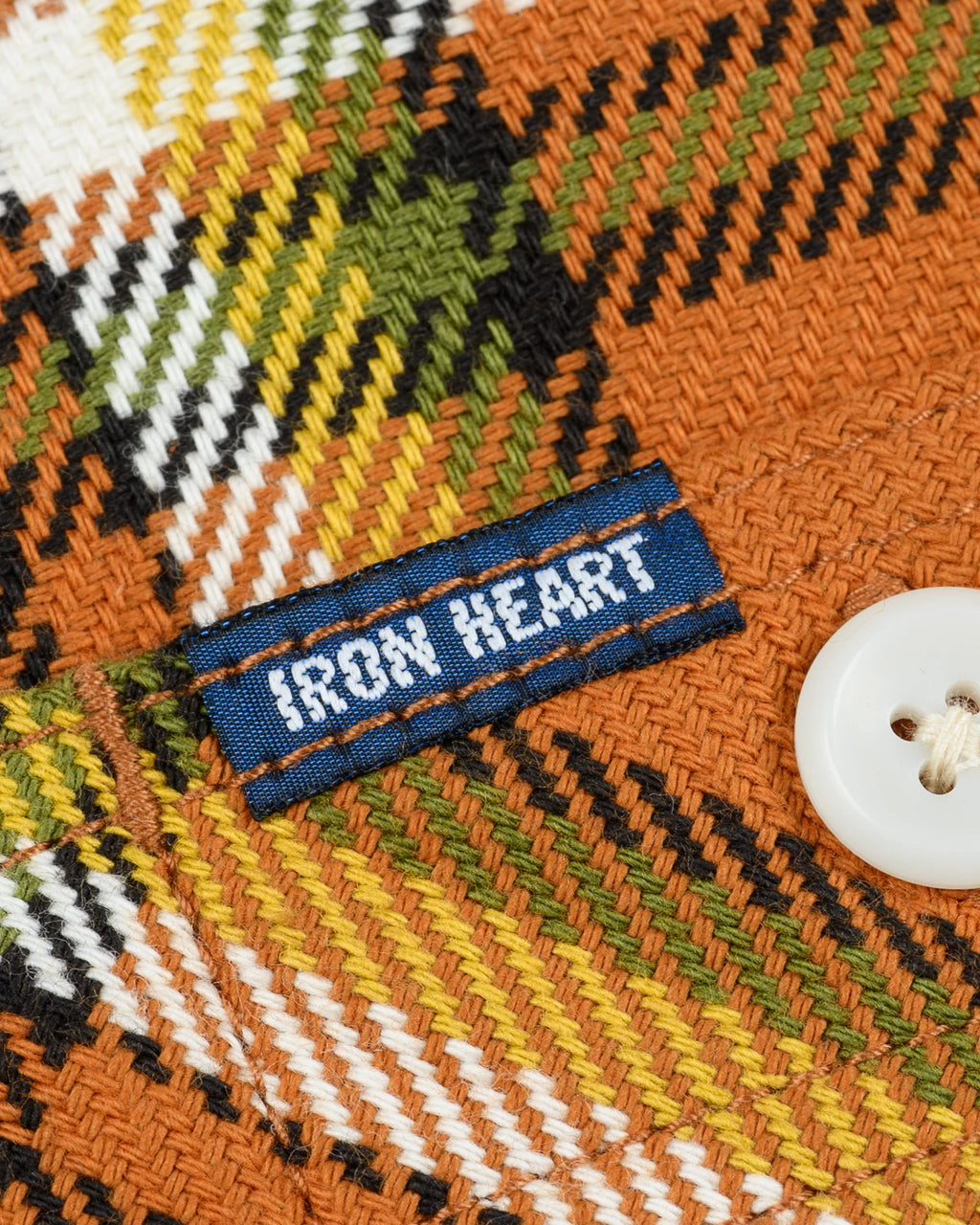Iron Heart IHSH-442-ORA 9 oz. Selvedge Flannel Check Work Shirt