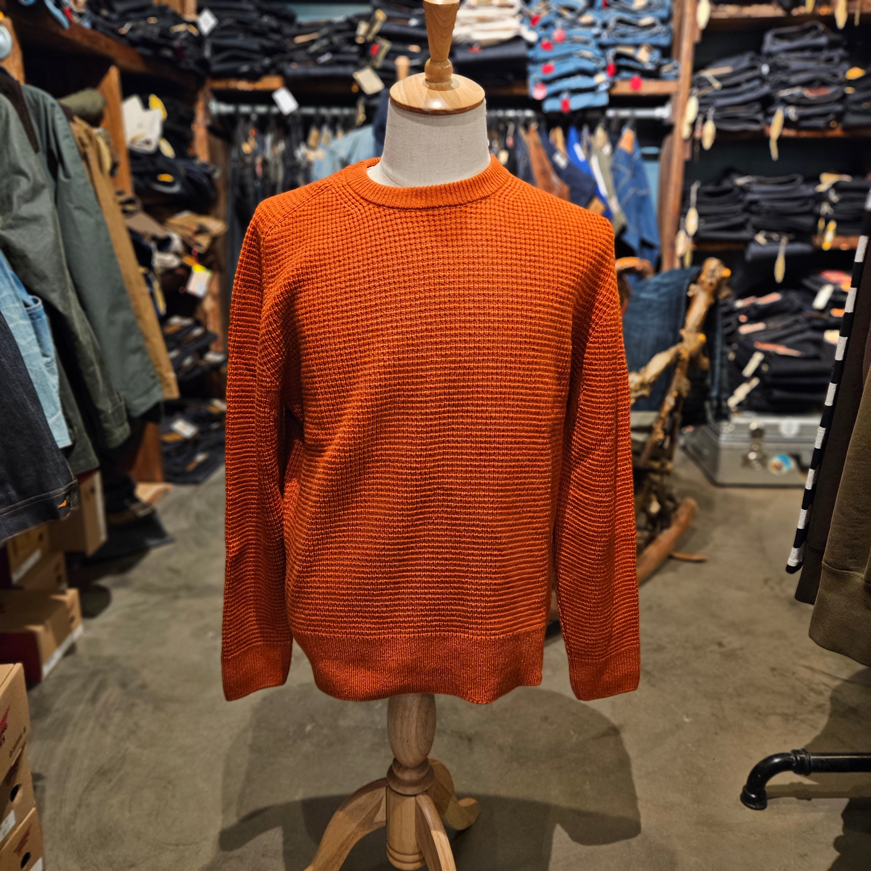 Merz b. Schwanen Merino Wool/Cashmere Waffle Knit Pullover - Rust