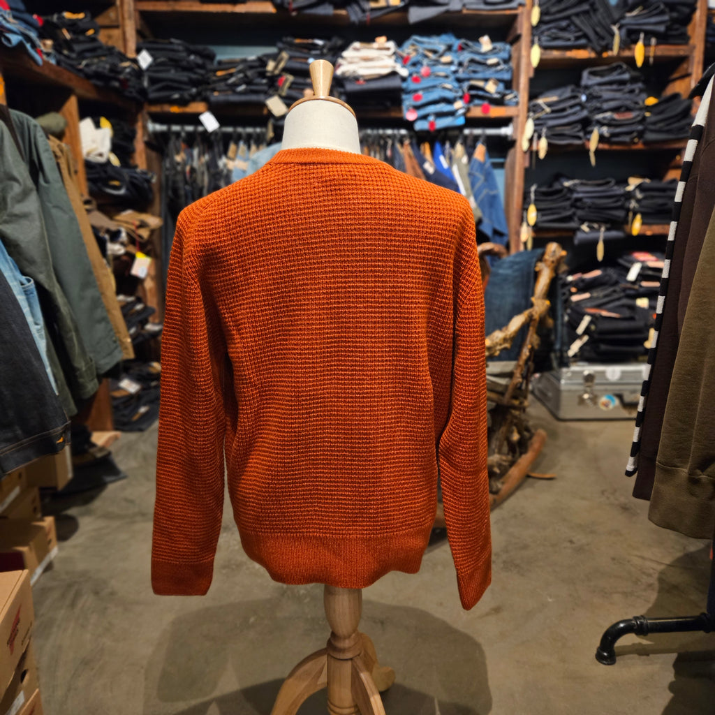 Merz b. Schwanen Merino Wool/Cashmere Waffle Knit Pullover - Rust