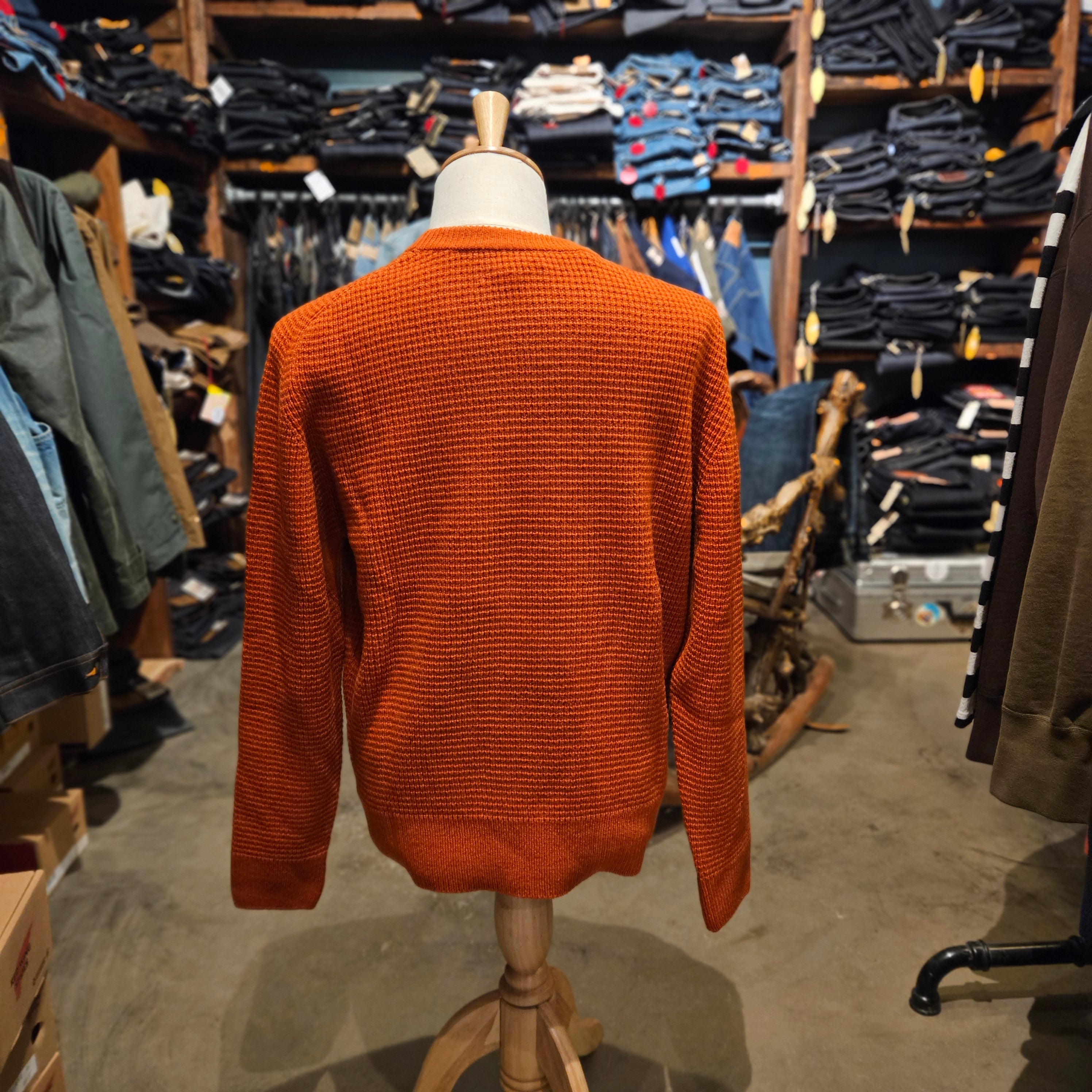Merz b. Schwanen Merino Wool/Cashmere Waffle Knit Pullover - Rust