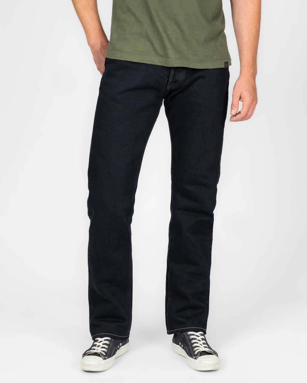 IH-888S-21od 21oz Relaxed Tapered Cut Jeans - Indigo Overdyed Black