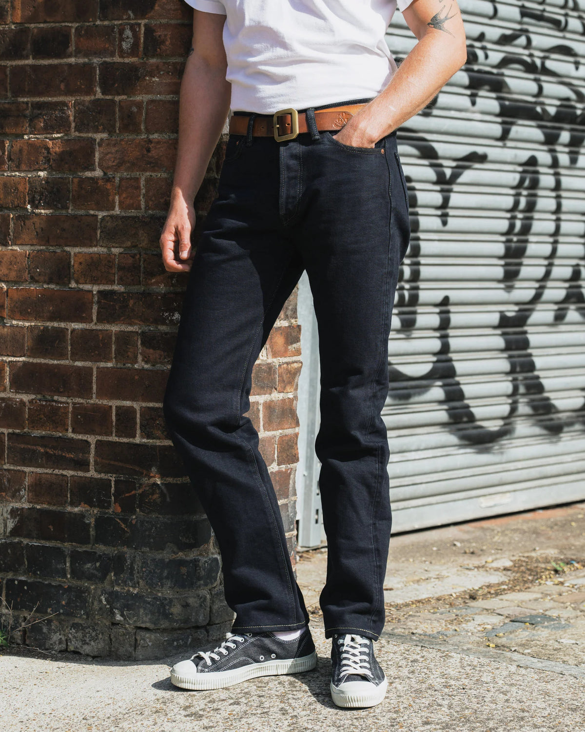 IH-888S-21od 21oz Relaxed Tapered Cut Jeans - Indigo Overdyed Black