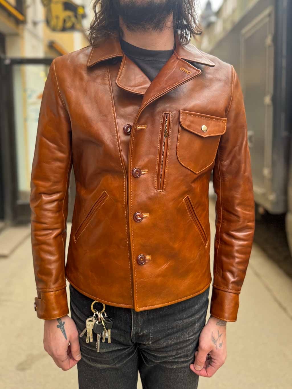 Double Helix The Rider Unus Horsehide Jacket - Middle Brown