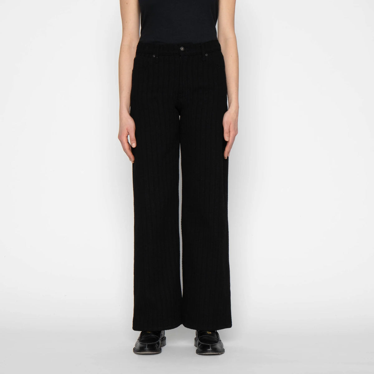 Naked And Famous - Womens Wide Wild West - Black Sugiaya
