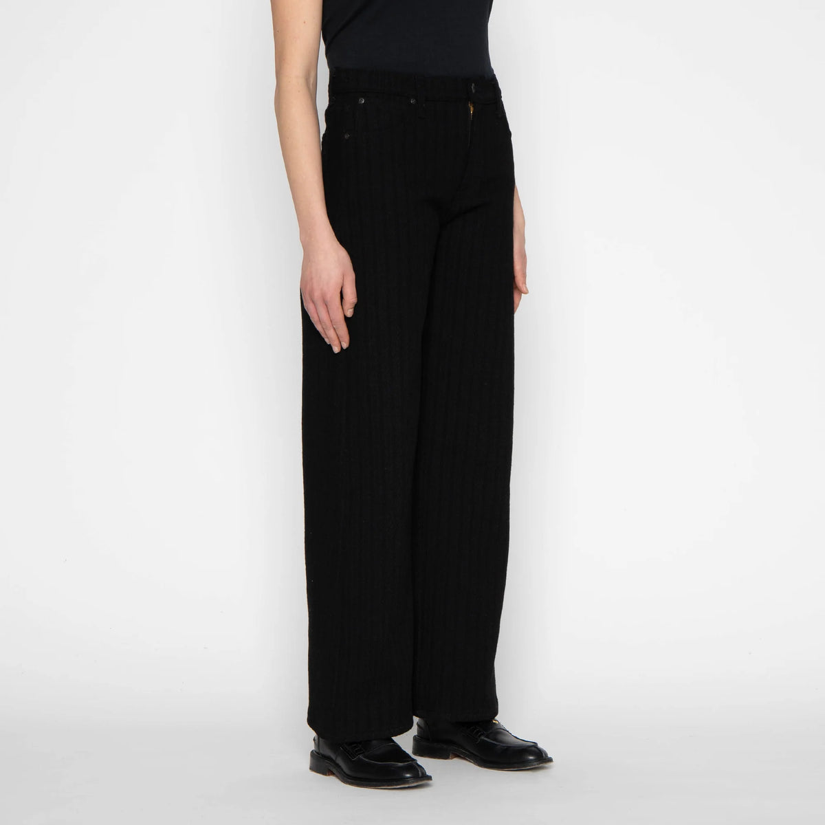Naked And Famous - Womens Wide Wild West - Black Sugiaya