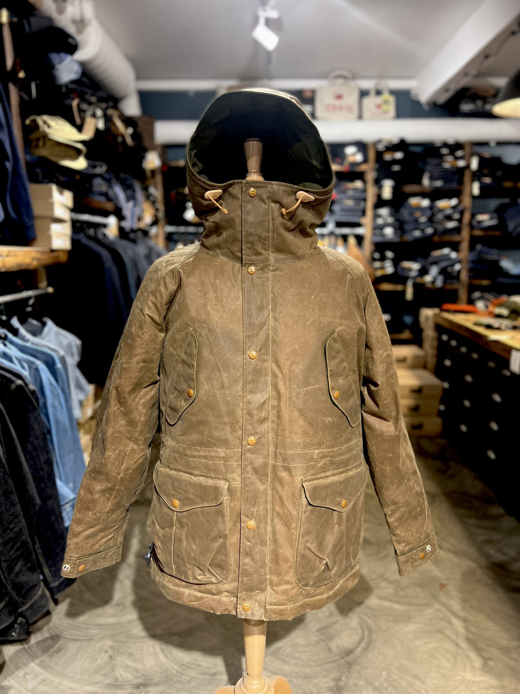 MANIFATTURA CECCARELLI - DOWN PARKA JACKET WAXED CANVAS 7026-WX DARK TAN