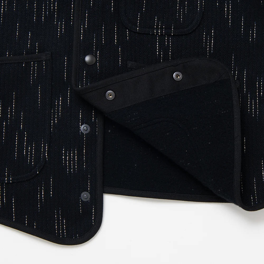 Studio D'Artisan 4617 Black Kasuri Dyed Beach Cloth Vest