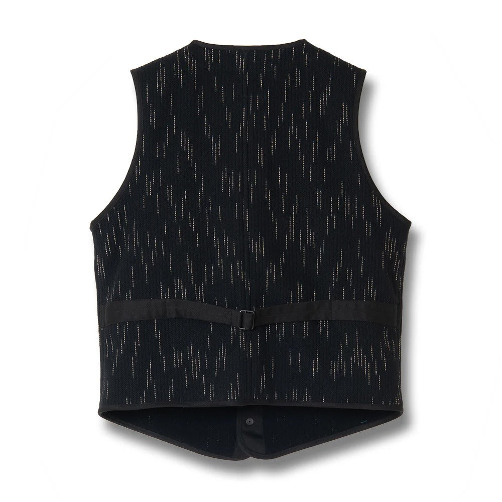 Studio D'Artisan 4617 Black Kasuri Dyed Beach Cloth Vest