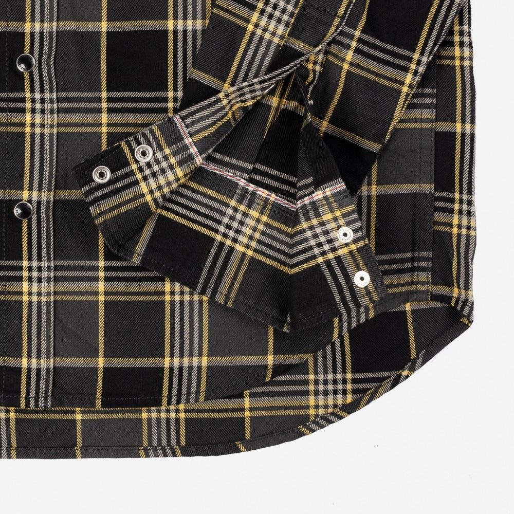 Iron Heart IHSH-318-Blk 6oz Viyella Check Western Shirt