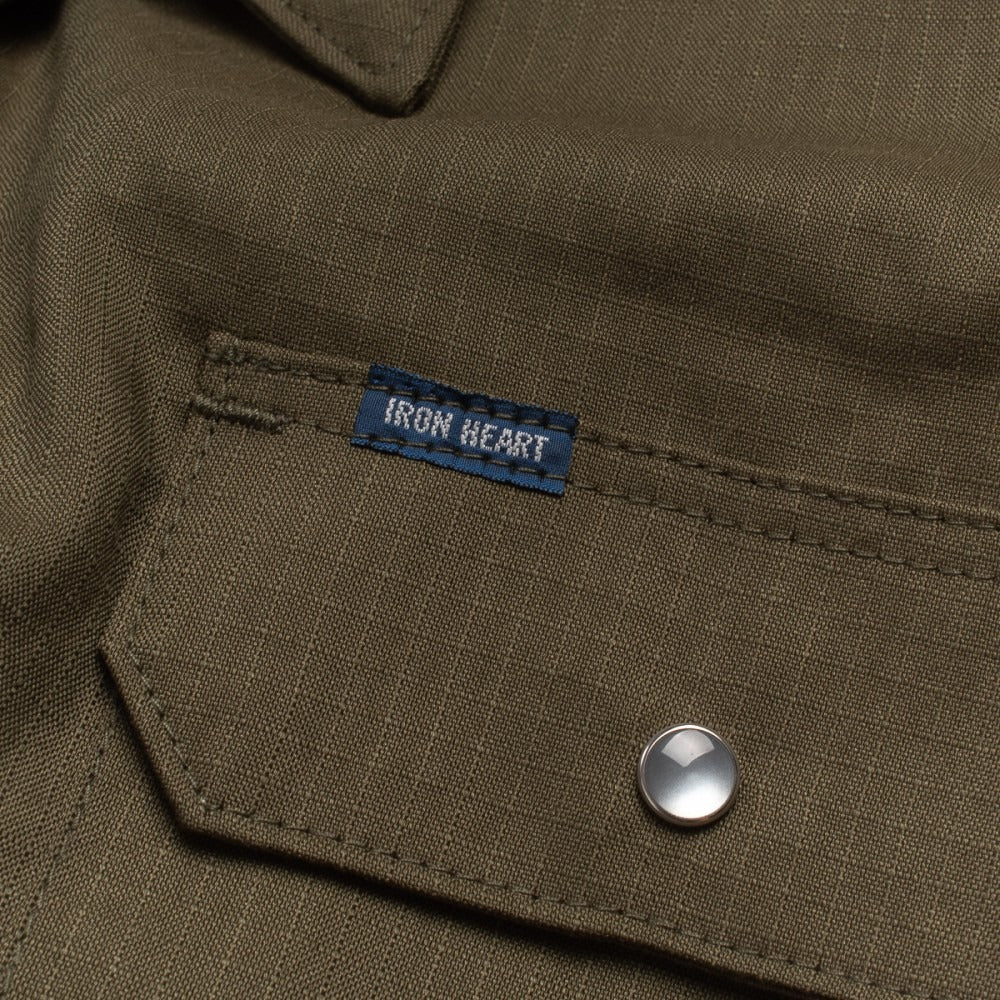 Iron Heart - IHSH-286-OLV - Ripstop Short Sleeved Mechanic Shirt - Olive Green ( ONLINE ONLY! )