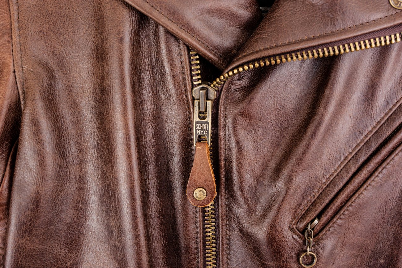 Schott 626 Perfecto Lightweight Fitted Cowhide Motorcycle Jacket - Brown