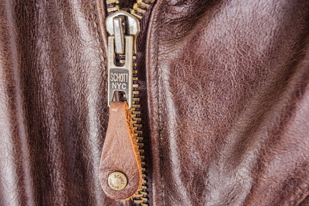 Schott 626 Perfecto Lightweight Fitted Cowhide Motorcycle Jacket - Brown