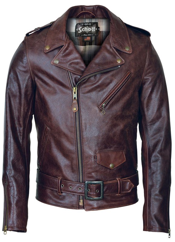 Schott 626 Perfecto Lightweight Fitted Cowhide Motorcycle Jacket - Brown
