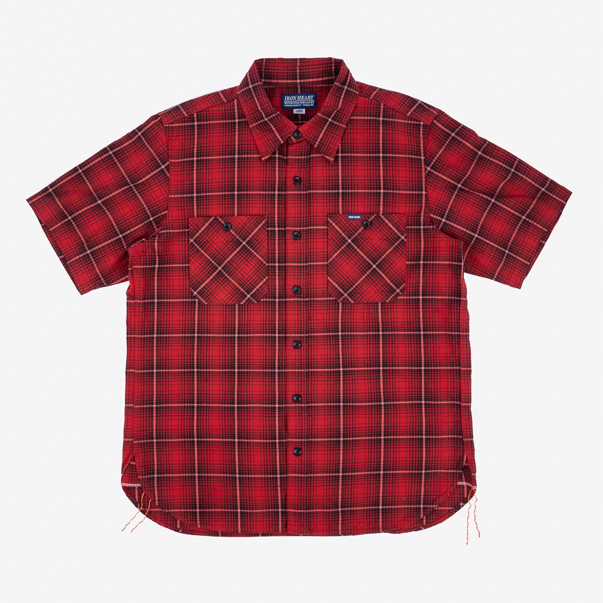 Iron Heart - IHSH-392-RED - 5oz Selvedge Short Sleeved Work Shirt - Red Vintage Check